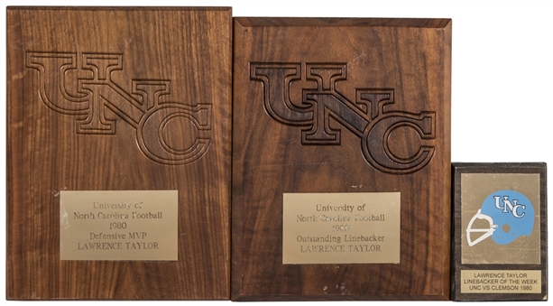 Lot of (3) 1980 University of North Carolina Awards Presented To Lawrence Taylor